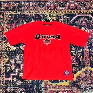 Vintage 2005 -47th DAYTONA 500 T-Shirt Size L Made USA Red Pro Edge Embroidered